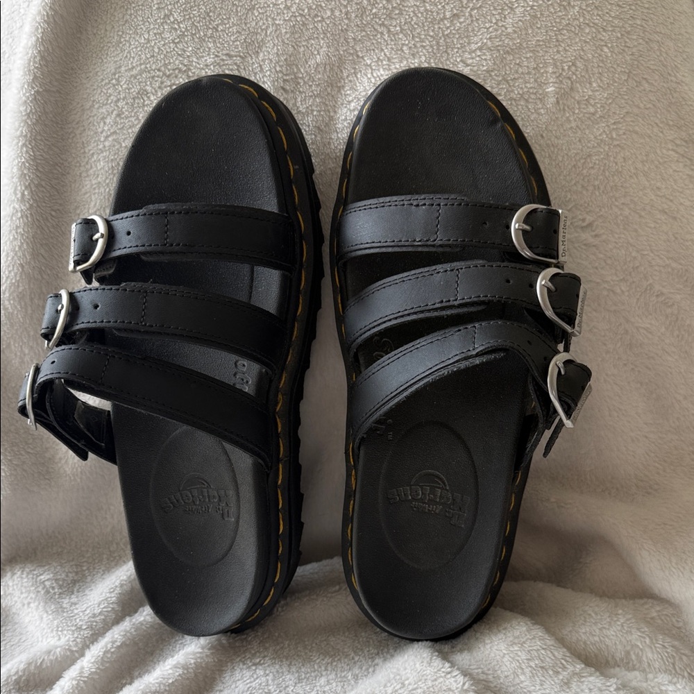 Dr. Martens Black Triple Buckle Sandals